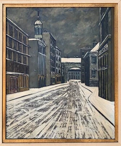 Magnífico e inusual paisaje urbano moderno Phillipe Marchand grande 'París invierno' años 60 - Imagen 1 de 7