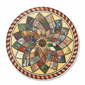 42" Marble Table Top Multi Color Stone  Inlay Work Home Furniture - Picture 1 of 1