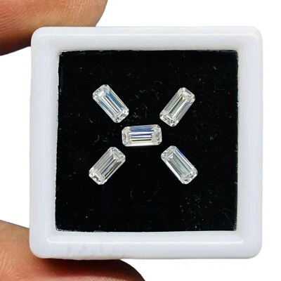 VVS 5 Stück D Farbe Lose Weiß Moissanit 5x2.5mm Smaragd Schliff AAA Qualität - Bild 1 von 4