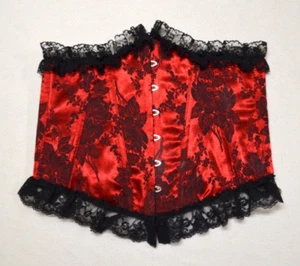Shirley Of Hollywood Jacquard Women's Red & Black Floral Lace Detail Corset S 38 - Picture 1 of 11