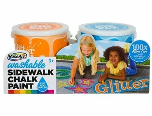 RoseArt Washable Sidewalk Chalk Paint 2-CT PK-Glitter Orange/Glitter Blue(DMP79) - Picture 1 of 1