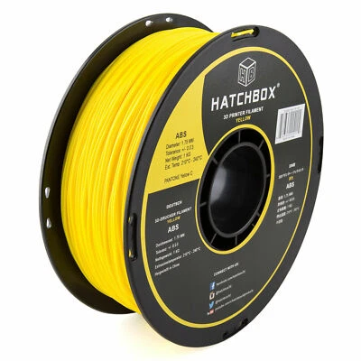 Filamento para impresora 3D HATCHBOX ABS 1,75 mm en amarillo, carrete de 1 kg Foto 1 de 4