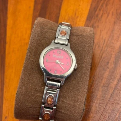 Женские грязи часы розовый циферблат моды камень группы 22 мм новый аккумулятор - Изображение 1 из 4