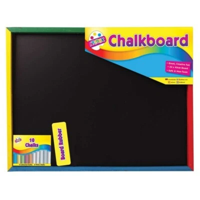 Large Chalkboard With Chalk & Eraser 33 x 43cm Black Board Home School Learning - Image 1 of 4