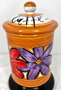 Ceramic Caffe' Canister Floral Pattern from Italy - 6.5" - Picture 1 of 11