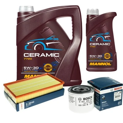 Bosch Inspección Set 6L mannol Cerámico 5W-30 para Volvo V70 I 2.4 2.0 850 - Imagen 1 de 4