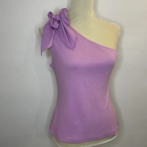 Camiseta sin mangas acanalada malva de Anthropologie grande de un hombro lila púrpura claro - Imagen 1 de 15