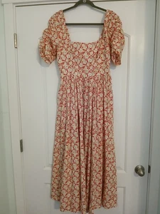 Free People She's A Dream Midi Dress Red Multi Floral Print l Size 4 - Picture 1 of 6