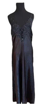 Satin Lace Vintage Shirley Of Hollywood Maxi Long Nightgown Full Slip Lingerie L - Image 1 of 4