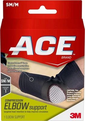 ACE Elasto-Preene Elbow Support, Black with Gray Small/Medium - Image 1 of 3