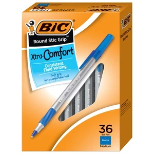 BIC Round Stic Grip Xtra Life Kugelschreiber, Mittlere Spitze (1,2 mm), Blau, 36 Stück - Bild 1 von 4