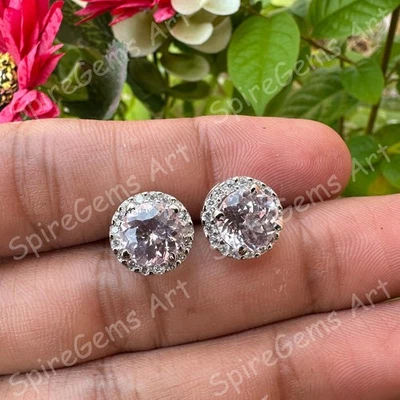 Pendientes de morganita rosa de 25 quilates certificados en plata 925 - Joyería natural 52 Foto 1 de 4