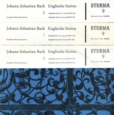 AMADEUS WEBERSINKE Piano BACH 6 English Suites ETERNA 820308/9/10 3LP Set EX-NM Foto 1 de 3