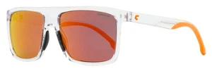 Carrera Flat-Top Rectangular Sunglasses 8055/S 900UZ Crystal/Orange 58mm - Picture 1 of 3
