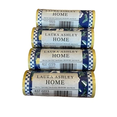 NEW 4 Rolls Laura Ashley Home Wallpaper Border Floral Gingham Cottagecore Yellow - Image 1 of 4