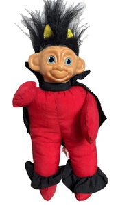 Vintage Ace Troll Puppe Teufel Kostüm 14 Zoll Crazy Hair Plüschtier rot schwarz 1980er - Bild 1 von 8
