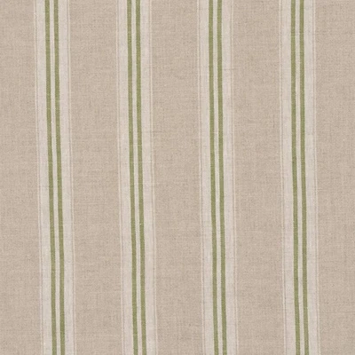 Oslo Stripe Fabric Green | 100% Linen | Vintage Style Curtains Cushions - Image 1 of 4