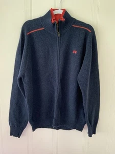 La Martina Men's Sporty Blue and Red Zip-Up Sweater with Fleece Comfort - Picture 1 of 6