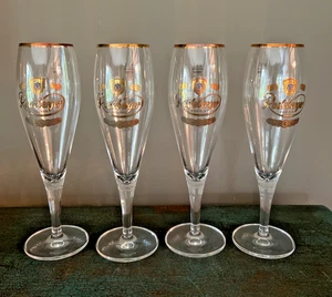 Vtg. SET of 4 NOS RADEBERGER PILSNER PEDESTAL GOBLETS GLASSES 4L GOLD LOGO - Picture 1 of 19