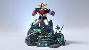 SUPER DIORAMA Goldrake Actarus Duke Fleed Action Figure Fanart DIPINTO A MANO - Picture 1 of 10