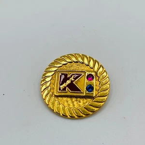 Vintage Kmart Employee Service Award Pin – Gold Tone with Red & Blue Rhinestones - Picture 1 of 4