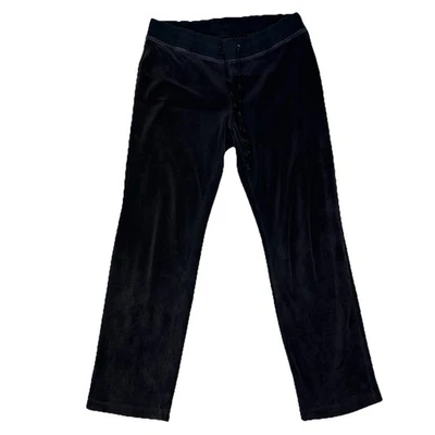Y2K Made For Life Velour Sweatpants Women Small Black Soft Lounge Style - Image 1 of 4