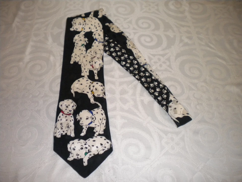 MEN'S 100% SILK NECKTIE BY ADDICTION HAND MADE IN HONG KONG DALMATIANS BOX*06 - Image 1 of 4