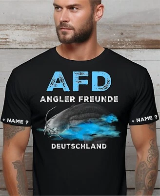 AFD Deutschland Anglershirt Angler T-Shirt Welsangeln Wels Fishing Motiv  99 - Bild 1 von 4