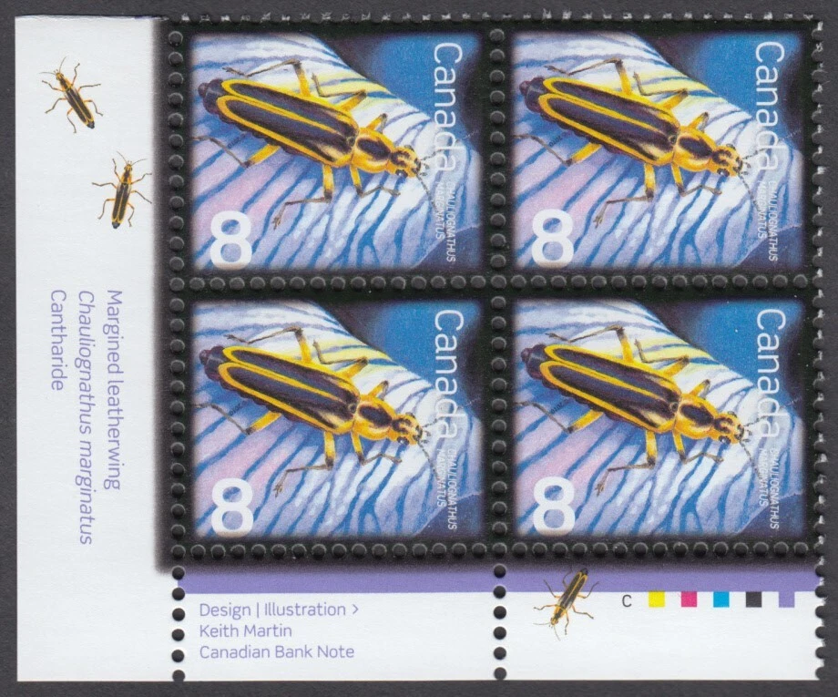 Canada - #2409 Beneficial Insects - Margined Leatherwing Plate Block - MNH - Image 1 of 1