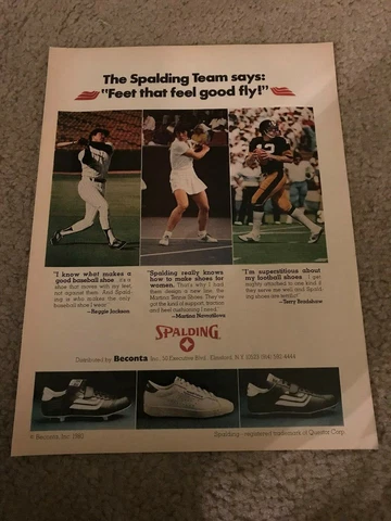 1980 SPALDING TERRY BRADSHAW REGGIE JACKSON Poster Print Ad MARTINA NAVRATILOVA Cover