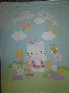 HELLO KITTY BEES FLOWERS COTTON FABRIC PANEL YD OOP - Picture 1 of 4