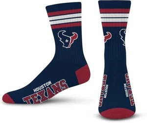 Houston Texans For Bare Feet NFL Men's 4-Stripe Deuce Crew Socks SZ L (10-13)NWT - Picture 1 of 3