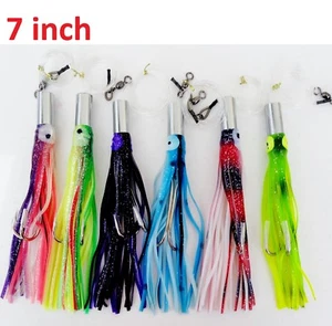 7" Rigged Flat Jet Head Saltwater Trolling Fishing Lures  - Picture 1 of 8