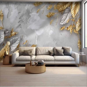 Vlies Fototapete Wandtapete Wandbilder Tapetenbild mit goldenen Blättern 12165 - Picture 1 of 4