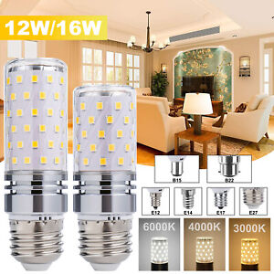 1-10PC 12W 6W LED Corn Bulb Light Candelabra Ceiling Fan Daylight Ceramics Lamp