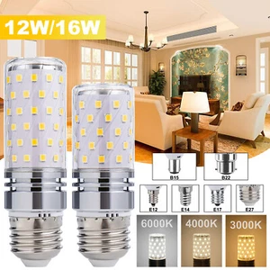 1-10PC 12W 6W LED Corn Bulb Light Candelabra Ceiling Fan Daylight Ceramics Lamp - Picture 1 of 38