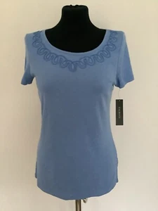 Talbots Blue Pima Cotton T-shirt Top Size Small NWT - Picture 1 of 5