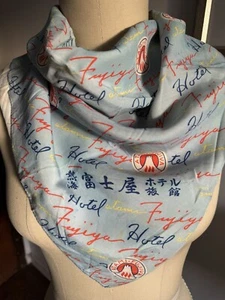Vintage Scarf Atami Fujiya Hotel Japan Souvenir Blue, Yellow, Orange 28” X 25” - Picture 1 of 7