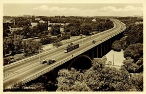 Postal con foto real RPPC Estocolmo Vasterbron Western Bridge Suecia - Imagen 1 de 2