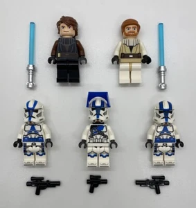 LEGO Star Wars Obi Wan Anakin Skywalker Minifigure Lot Clone Wars 501st Captain - Picture 1 of 1
