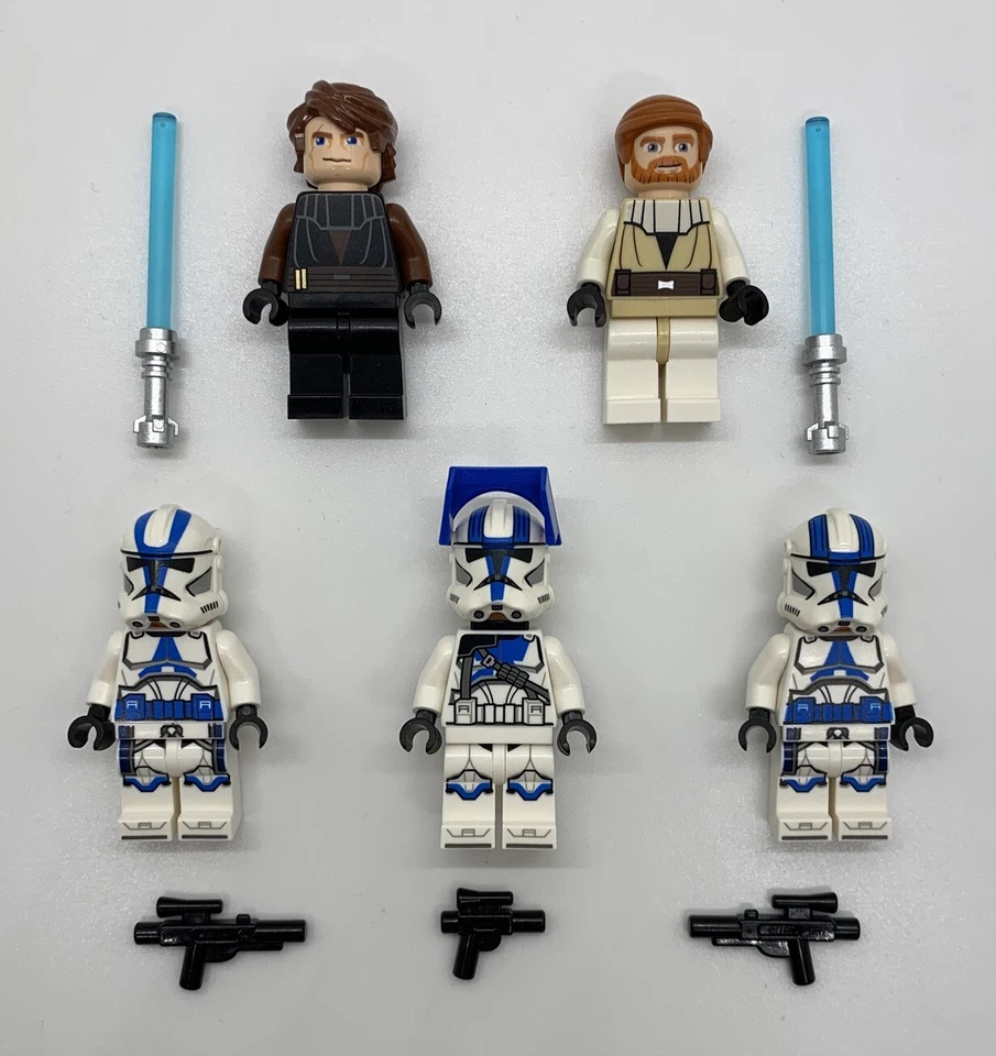 LEGO Star Wars Obi Wan Anakin Skywalker Minifigure Lot Clone Wars 501st Captain - Image 1 of 1