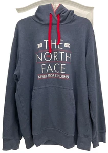 Felpa con cappuccio uomo The North Face taglia XL blu grigio tasche scaldamani 172 - Foto 1 di 7