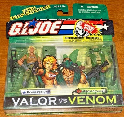 GI Joe ARAH 3-3/4" Valor vs Venom Paquete de Dos - Bombstrike & Croc Master 2005 Nuevo Foto 1 de 4