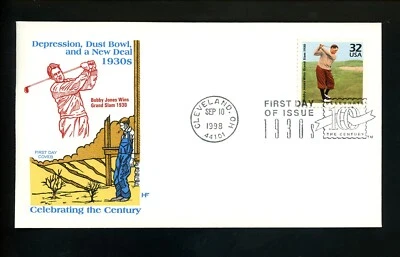 US FDC #3185n Farnam 1998 Cleveland OH CTC 1930's Bobby Jones golf - Image 1 of 2
