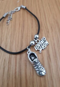 Amor Correr y Colgantes Grandes Entrenador Pulsera Cordón Negro Etiqueta y Bolso de Regalo Gratis - Imagen 1 de 6