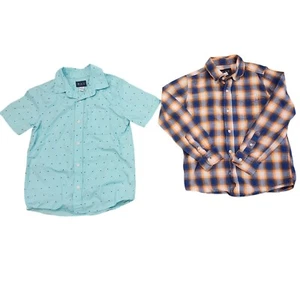 Lote de 2 camisas abotonadas manga larga y corta The Children's Place talla 7/8 M - Imagen 1 de 15