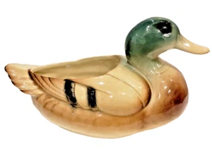 Vintage Green Mallard Duck Ceramic Planter 9" - Picture 1 of 8