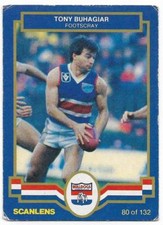 1986 Scanlens (80) Tony BUHAGIAR Footscray  ""