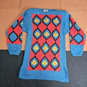 Metropolis Catharine Lover Geometric Mirror Knit Sweater Dress Medium Pads Q1d - Picture 1 of 9