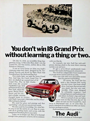 Audi Sedán 1973 Vintage 1934 Audi Grand Prix impresión original anuncio-8,5 x 11" Foto 1 de 4